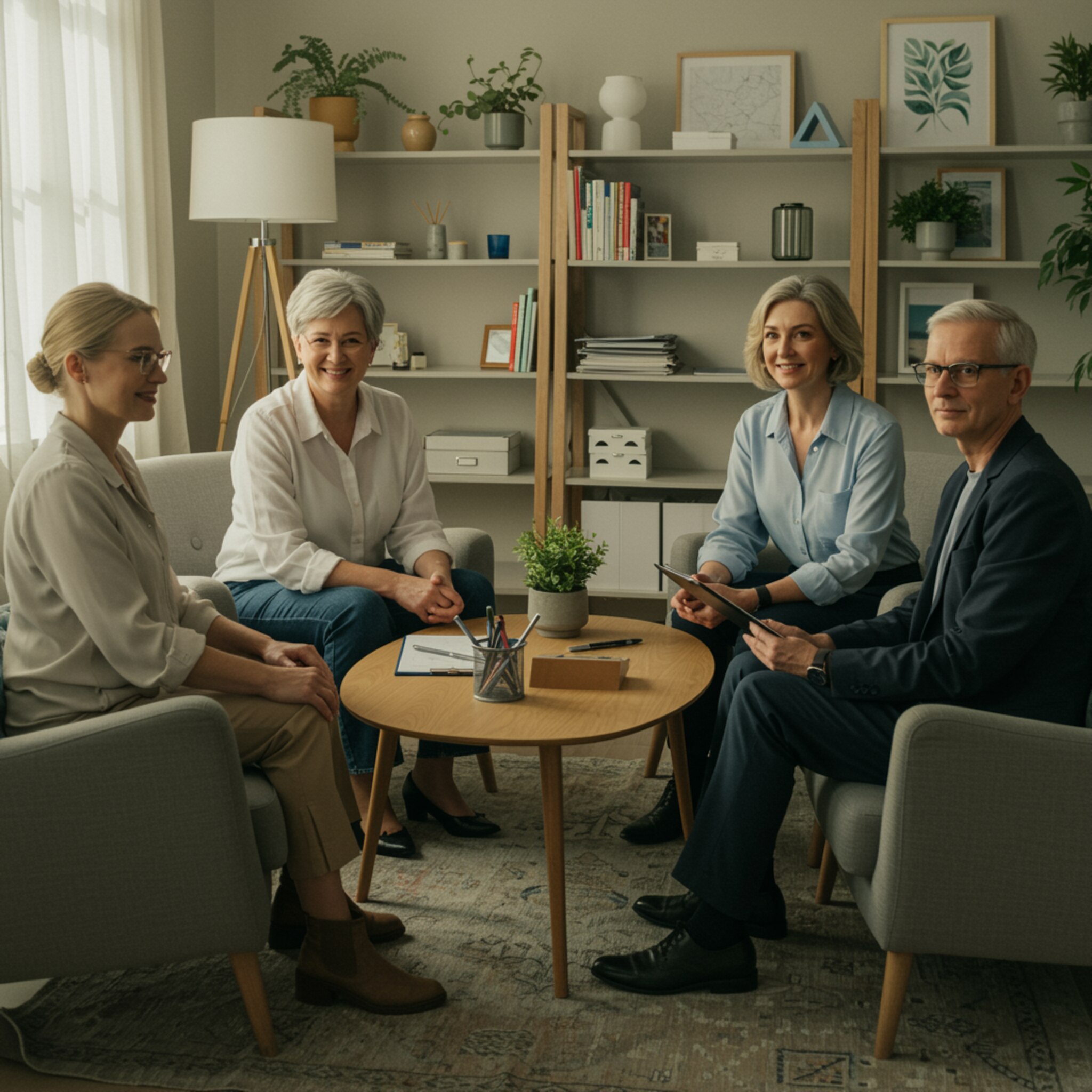 imagen1 1 "Oficina de terapia acogedora y luminosa con psicólogos profesionales en un ambiente relajante que promueve la confianza y la empatía."